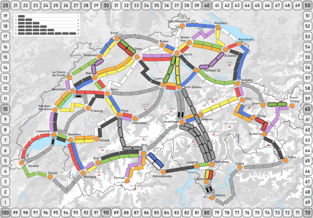 Swiss Map for Ticket to Ride